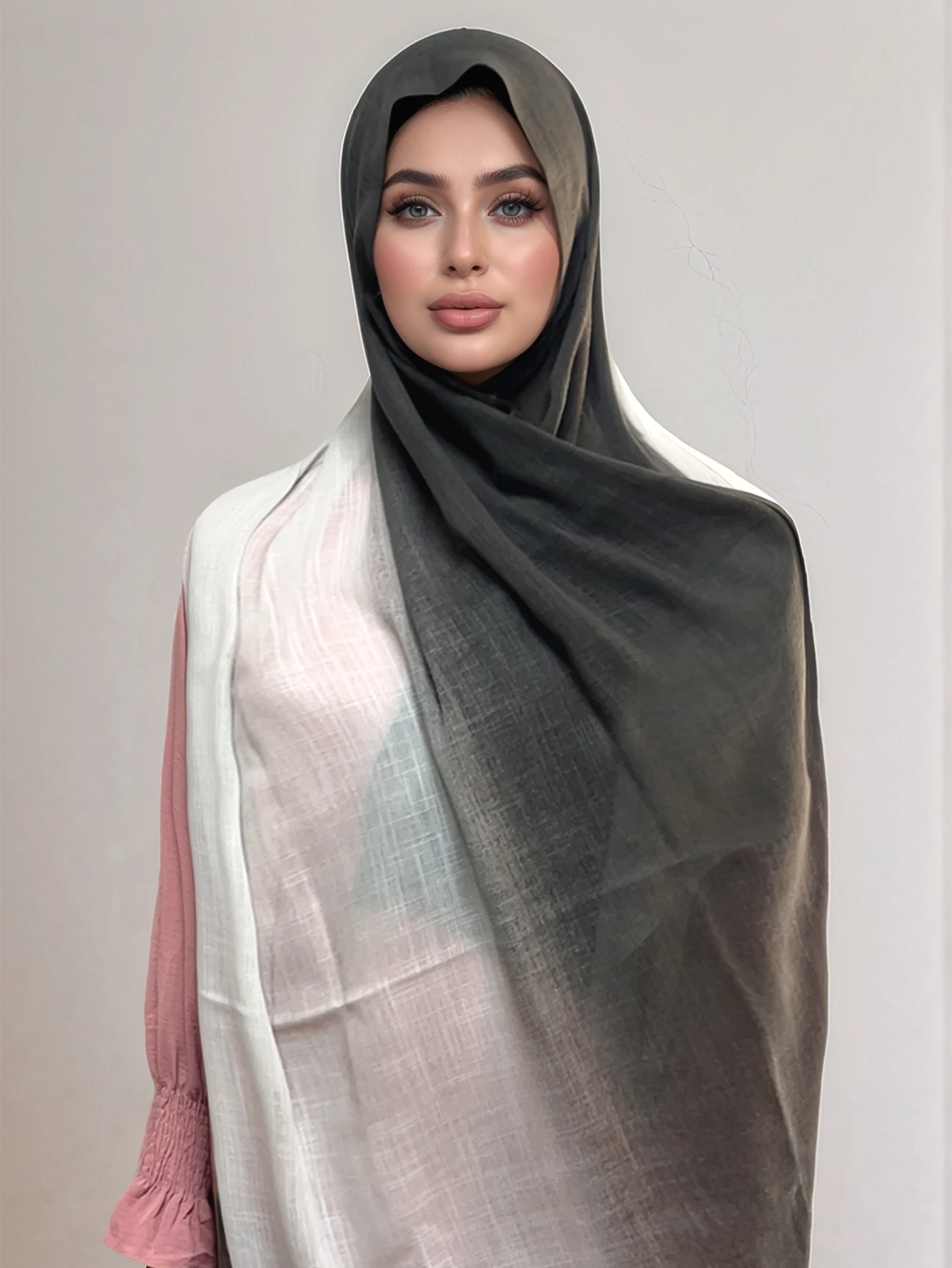 New Two-color Hijab Gradient Cotton Modal Hijab Soft Breathable Hijab Muslim Women Headscarf Long Shawls Head Wrap