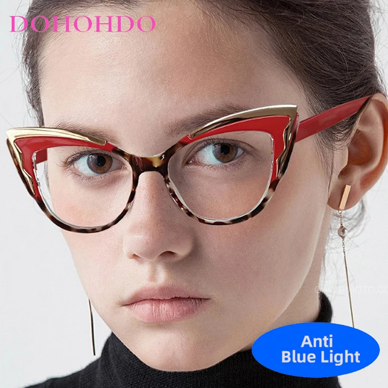 

Luxury Fashion Cat Eye Women Anti-Blue Light Optical Glasses Brand Design Reading For Computer Protection Eyewear Lentes Ladies