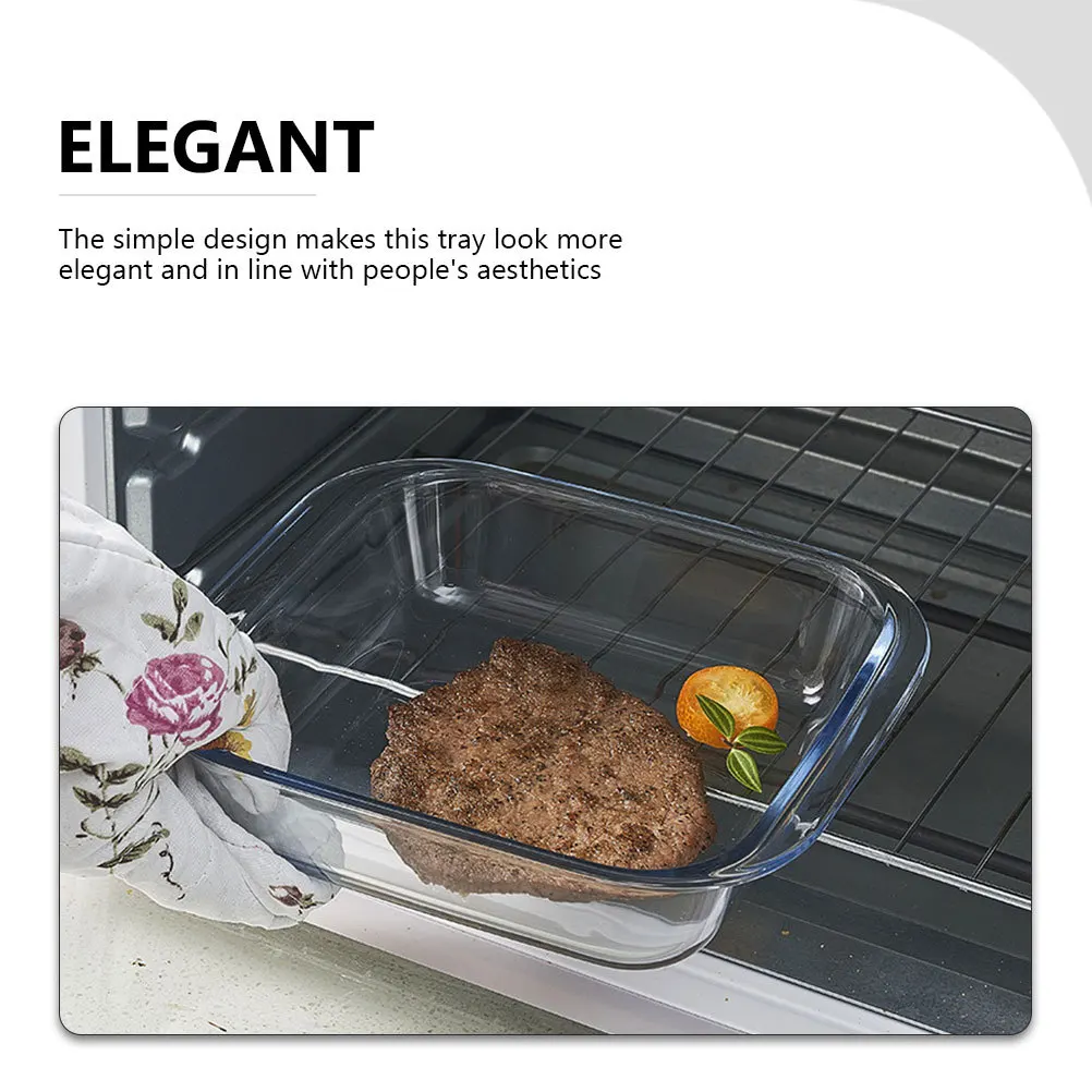 

Clear Glass Baking Tray Rectangular Lasagna Dish Oven Safe Baker Pan for Cake Tart Rice Useful Kitchenware