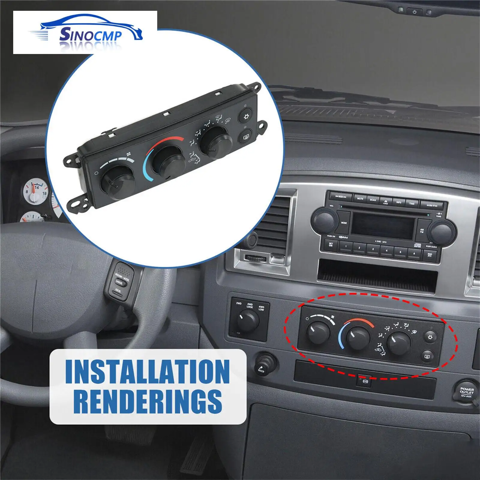 

A/C Heater Climate Control Temperature Control For Dodge Ram 1500 2500 3500 2006-2008 & Dakota 2005-2011 55056569AE P55056569AC