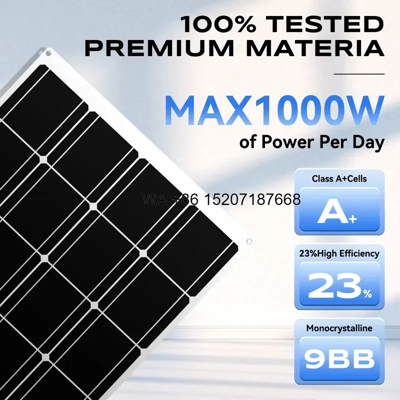 Wmwmnu for Rvpozwer 200W High Efficiency 22% Monocrystalline Flexible Solar Panel PV Modules Bendable Waterproof Off-Grid