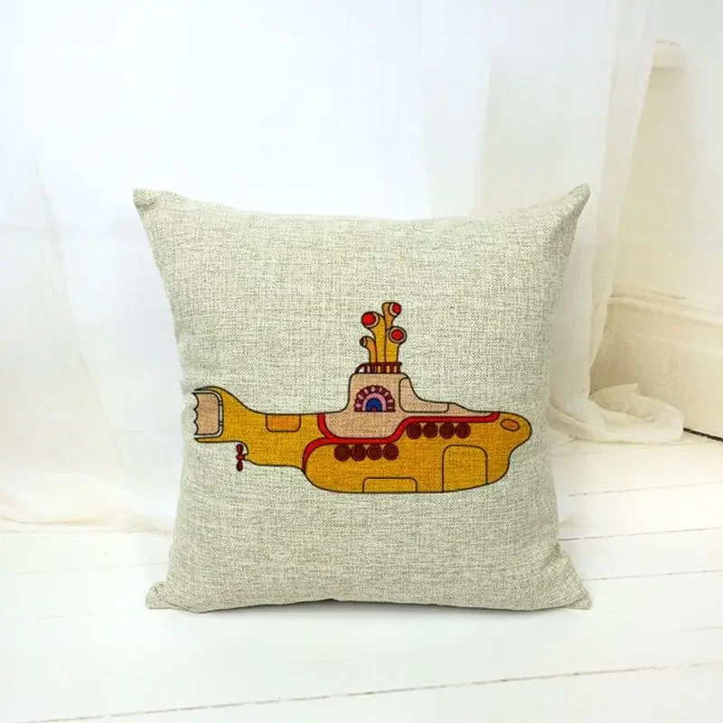 Cushion Cover Lovely Cute Submarine Pillowcases Cotton Linen Printed 18x18 Inches Music Euro Pillow Covers Decorative Pillows