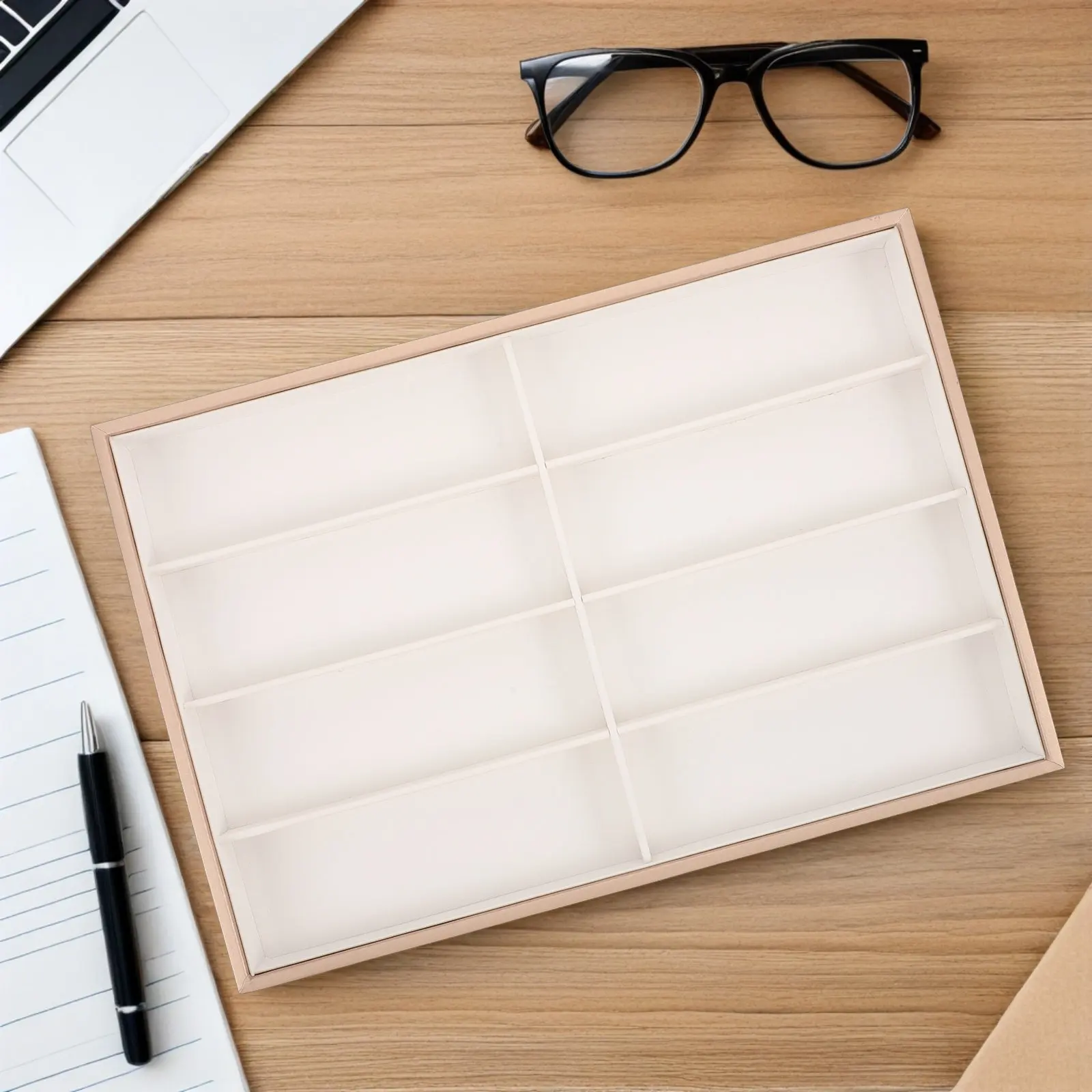 Sunglasses Storage Tray 13.78 X 9.45 Inch Elegant Eyewear Organizer Jewelry Arrangement Tray for Vanity Bedroom Drawer Travel