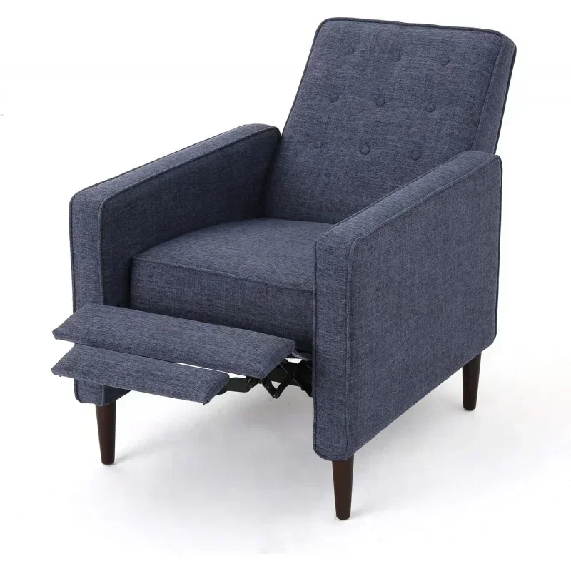 Mid-Century Modern Fabric Recliner, Dark Blue