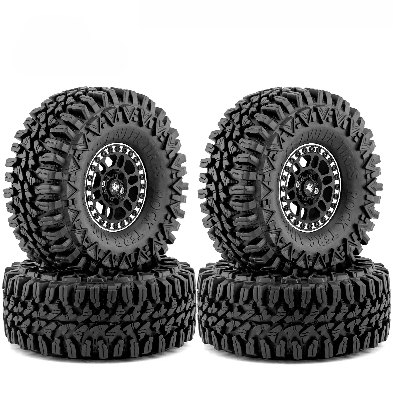 

Комплект из 4 алюминиевых дисков 1.9 Beadlock и шин 1.9 RC Crawler для Traxxas TRX4, Axial SCX10, SCX10 II, III, Redcat Gen 8