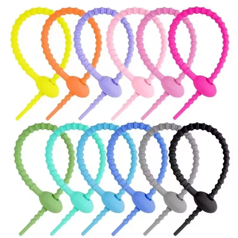 

Candy Colors Silicone Tie Tadpole Shape Live Buckle Cable Ties Data Cable Earphone Charge Cable Line Tie Strap Organizer