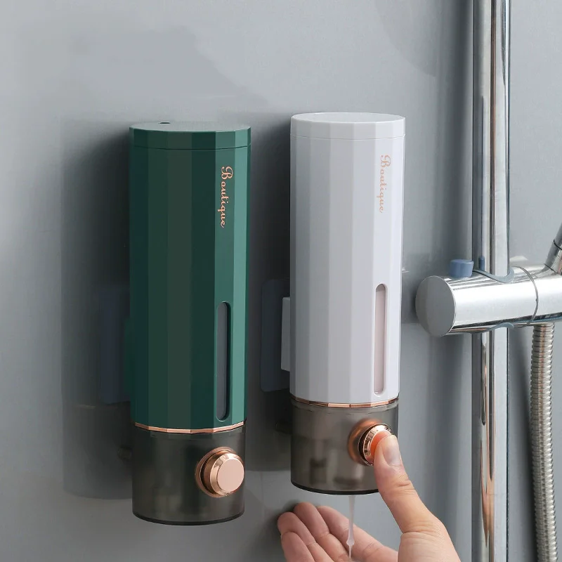 

450ml Soap Dispenser Nail Free Liquid Soap Dispensers Hand Washer ABS Wall Mounted White Green Bathroom Accessories