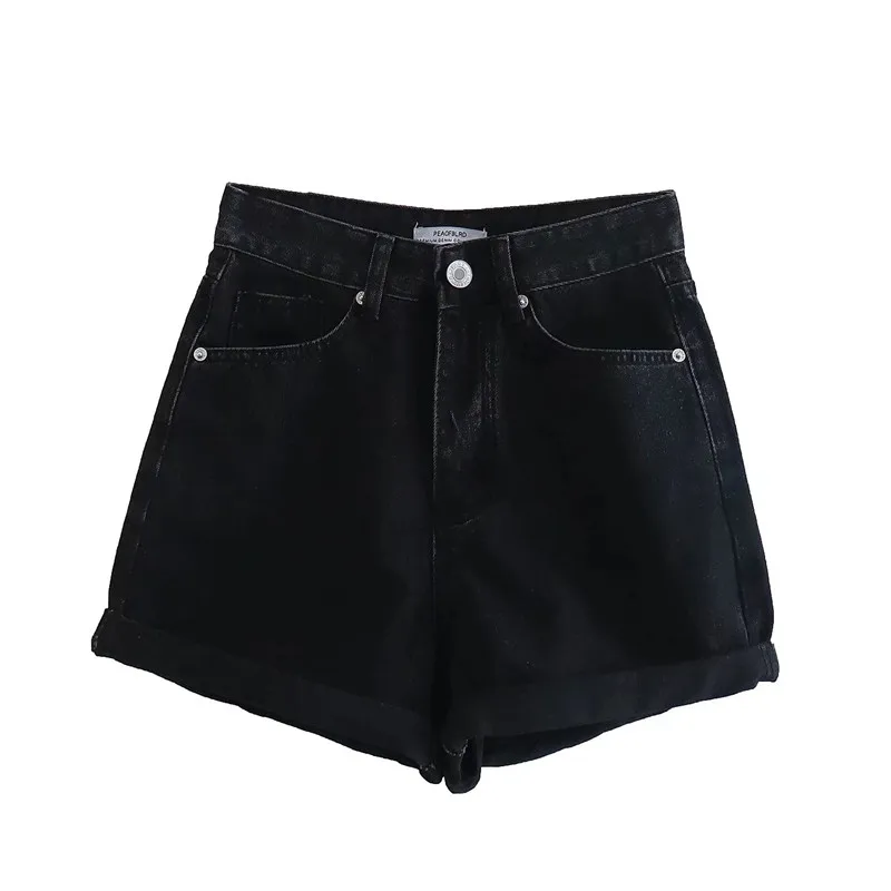 ฤดูร้อนใหม่ผู้หญิงเบอร์มิวดา orts Mommy Denim orts 4 สีเอวสูงตรงขากางเกงยีนส์เอวสูงกางเกงยีนส์ ort ความยาว