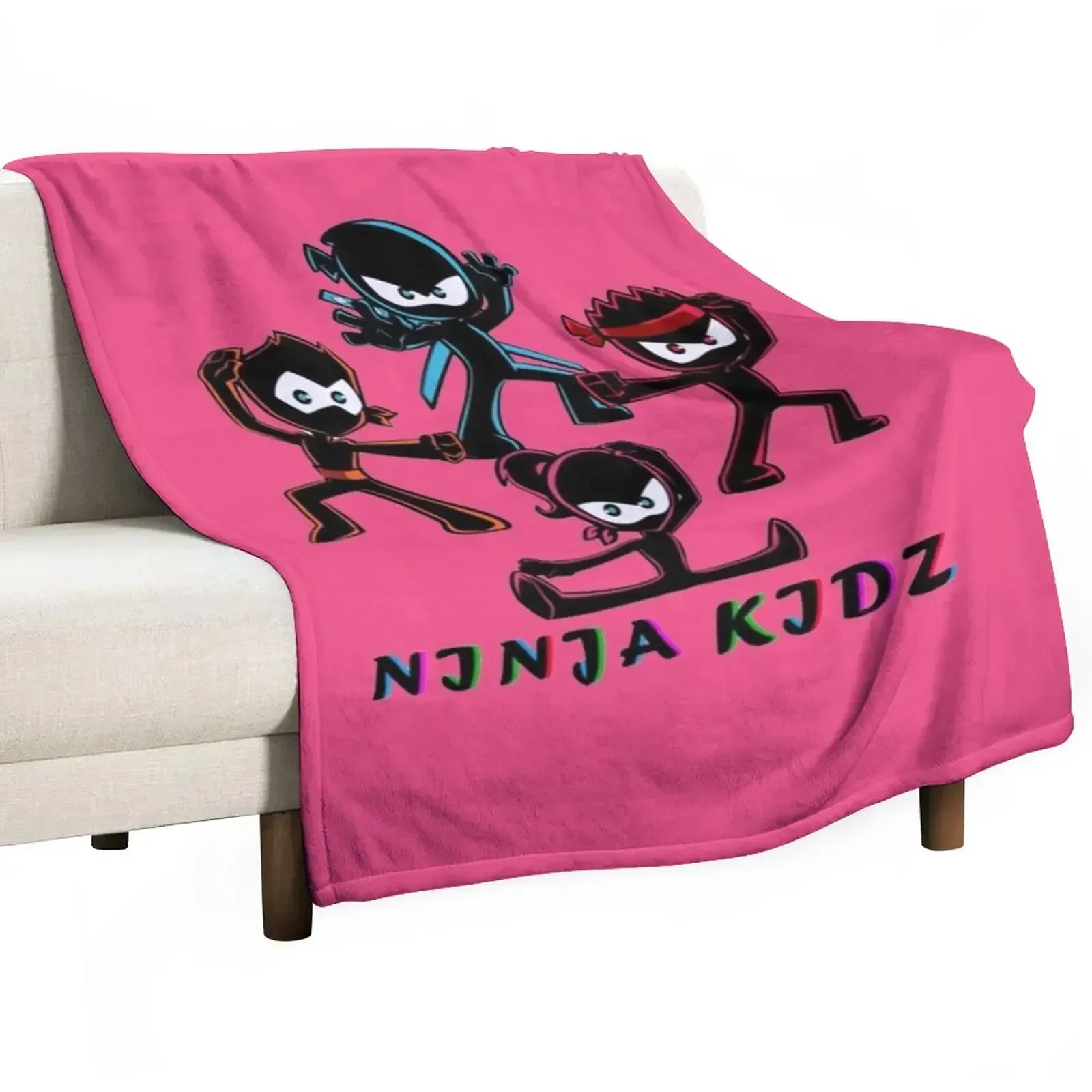 

Ninja Kidz Throw Blanket Plaid Hairy Flannel Blankets