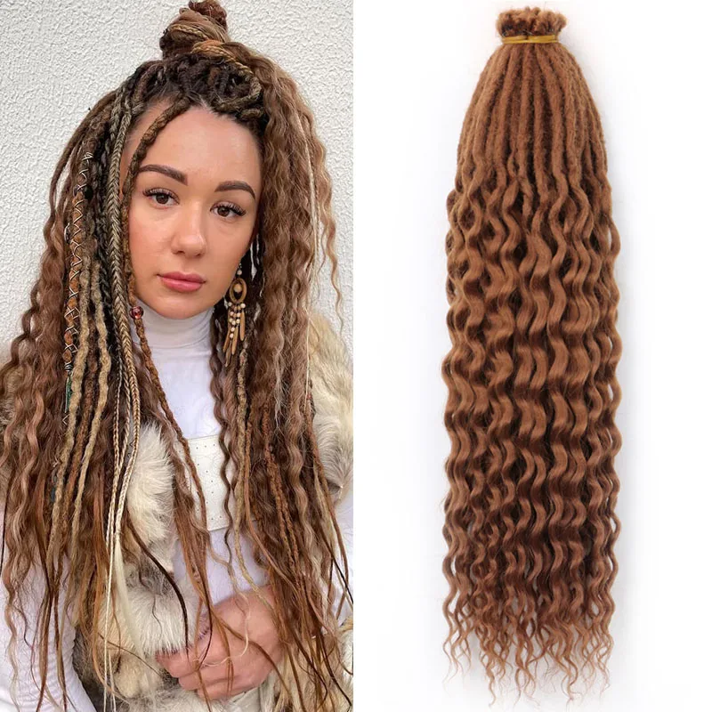 24 Inch Wavy Dreadlock Extensions Soft Dread Extensions Handmade Crochet Hair Pre Looped With Curly Ends Dreadlock Extensions