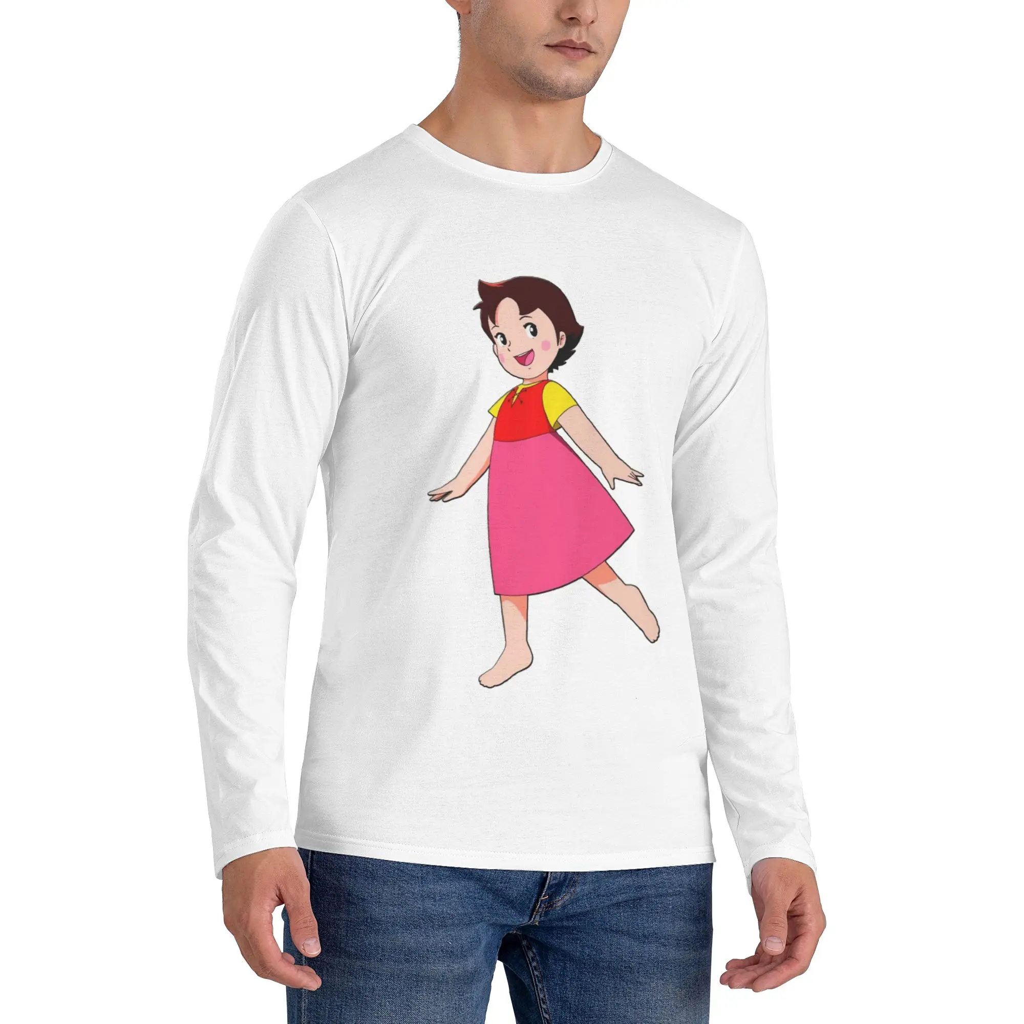 

Heidi Girl Мужская футболка с длинными рукавами Повседневные футболки с круглым вырезом Весенние и осенние мужские топы