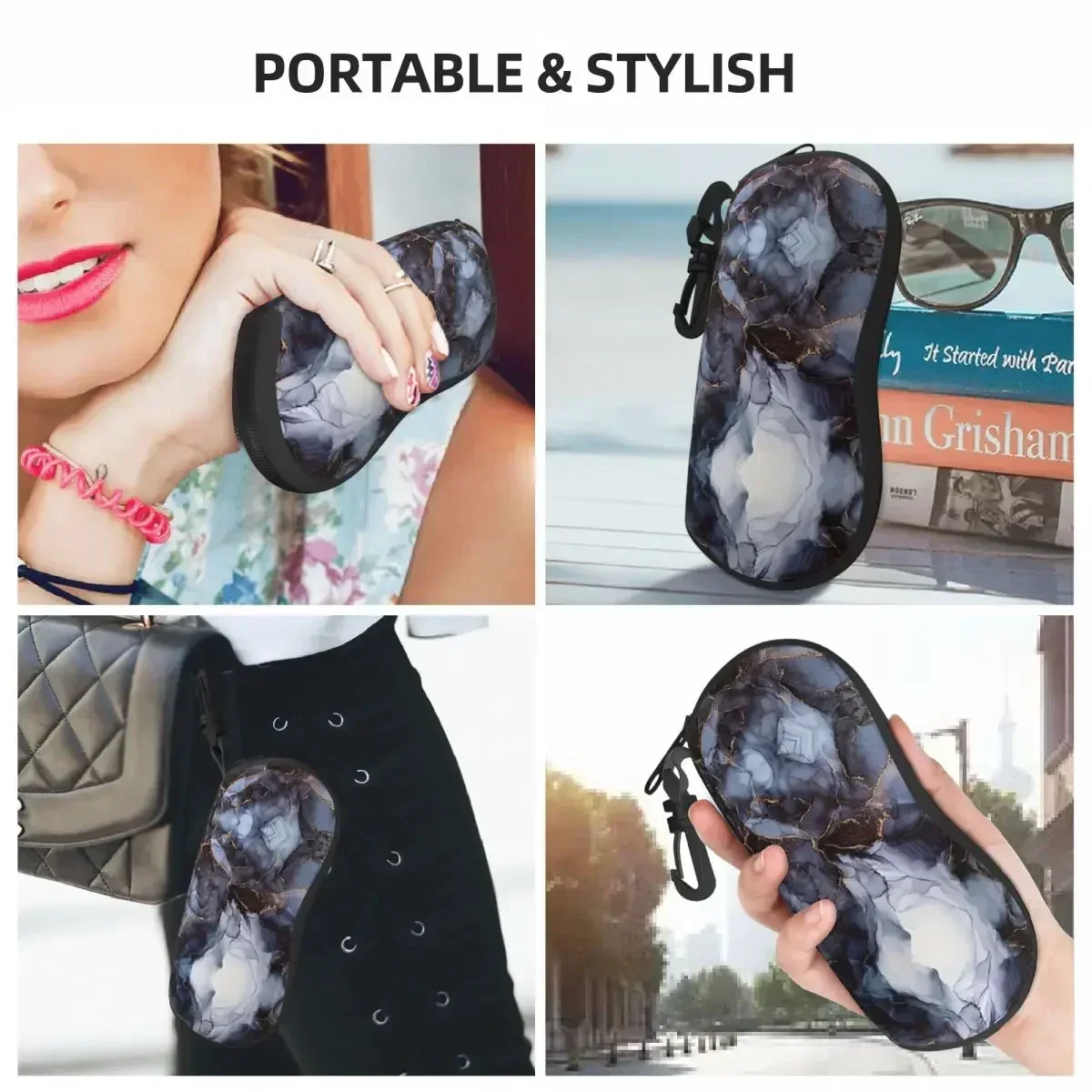 

Серый агат с золотой текстурой, футляр для очков для женщин и мужчин, мягкая защитная коробка для солнцезащитных очков