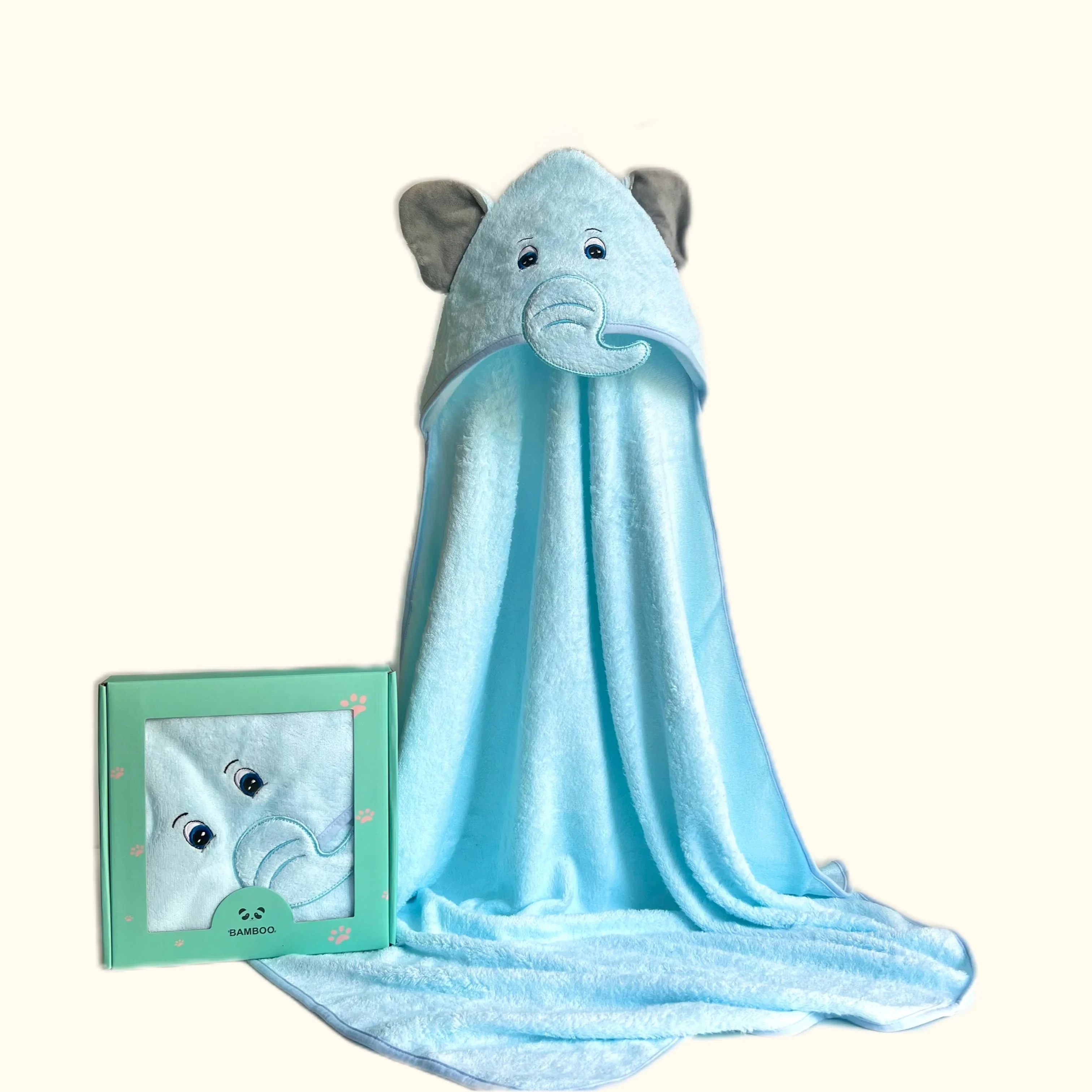 High Quality Organic Bamboo Hooded Baby Towels With Animal Design 35"*35" Custom Packing Super Soft Comfortable Baby Bath Towel