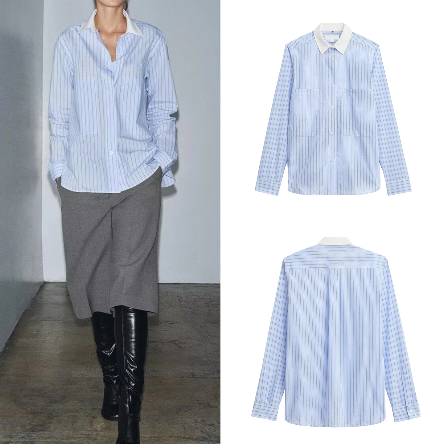 

Женская мода в полоску irt 2022, новинка Sle Personali, простой вариант, всесезонный, свободный крой, длинный воротник све, Ne