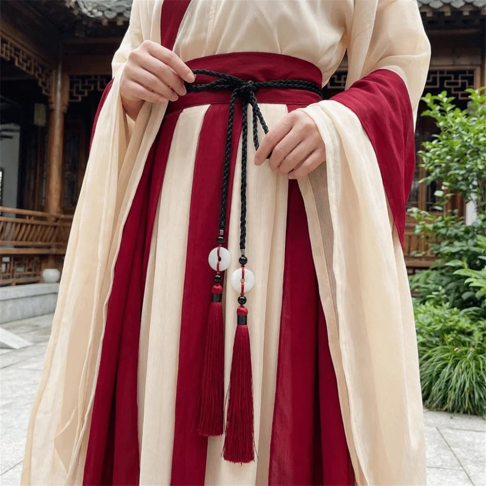 Retro Handgewebter Hanfu Taillengürtel Chinesischer Stil Traditioneller Quasten-Taillenriemen Ping An Anhänger Taillenseil für Männer und Frauen – Detail 5
