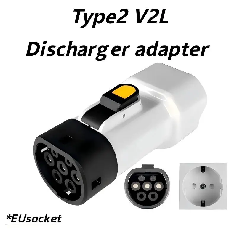 

Разрядник V2L Type2, автомобильный зарядный адаптер, водонепроницаемая портативная розетка для кабеля электромобиля для разрядки автомобиля