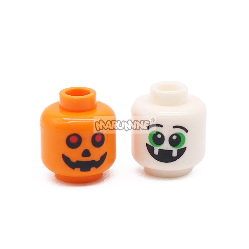 Marumine-Blocos de Impressão Halloween, Acessórios Ghost Heads, Compatible MOC Bricks, DIY, Mini Modeling Puzzle Parts, 3626, 80Pcs