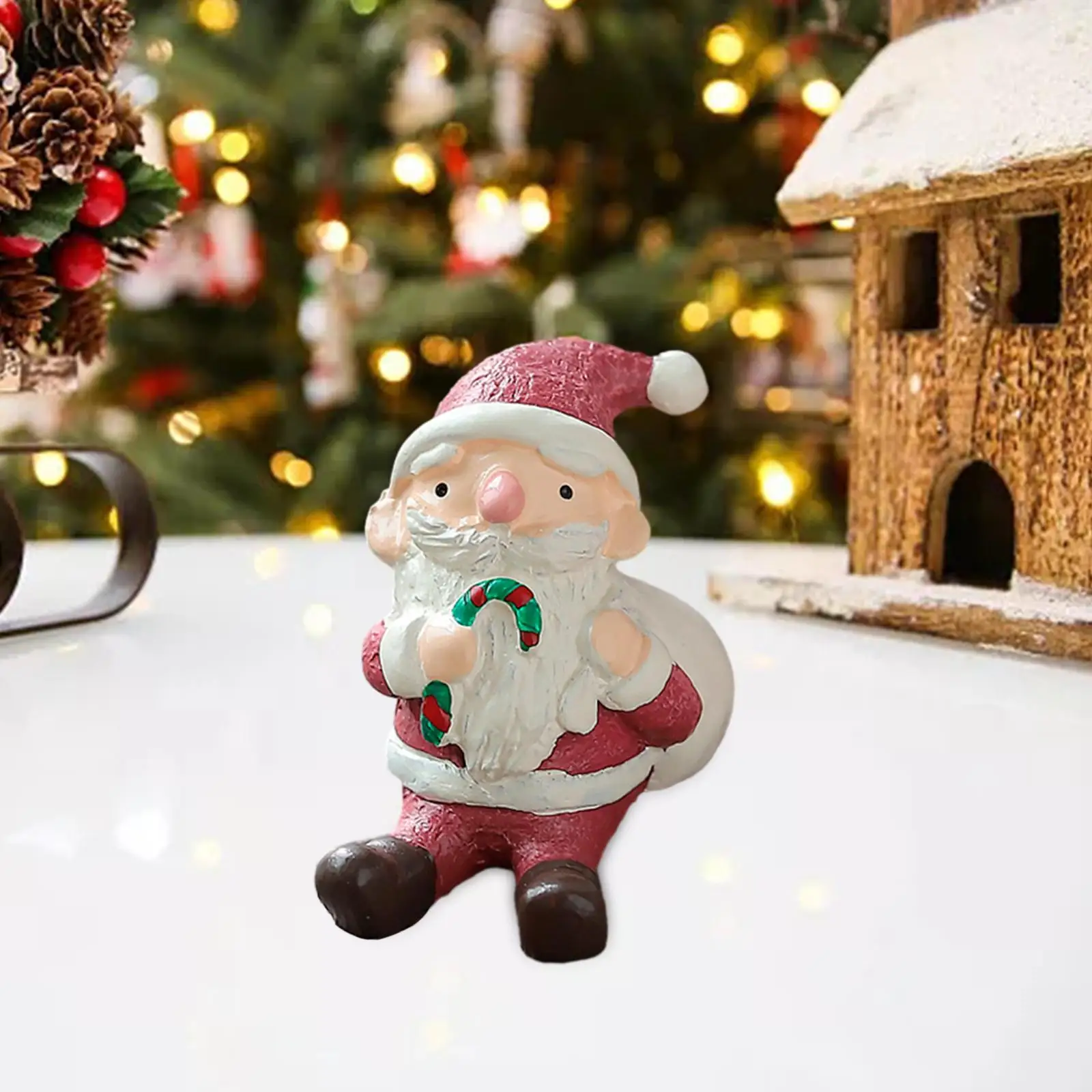 Handcrafted Resin Christmas Statue Miniature Figurine for Dollhouse Landscape Cake Topper Holiday Home Decor
