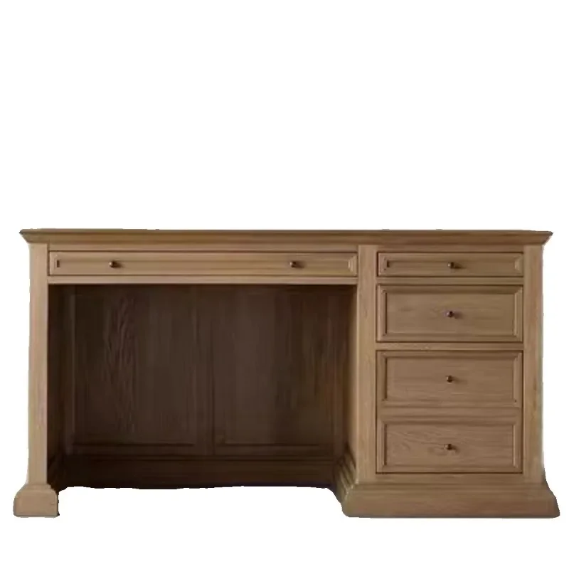 

American country retro old oak desk, French simple desk, European solid wood, writing desk