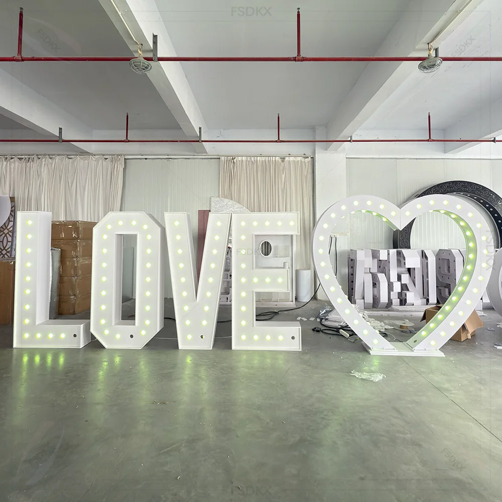 

Customized Size Logo Large Giant Lights up Letters RGB Wedding Marquee Numbers Led Number Custom Sign Big Letters with Light