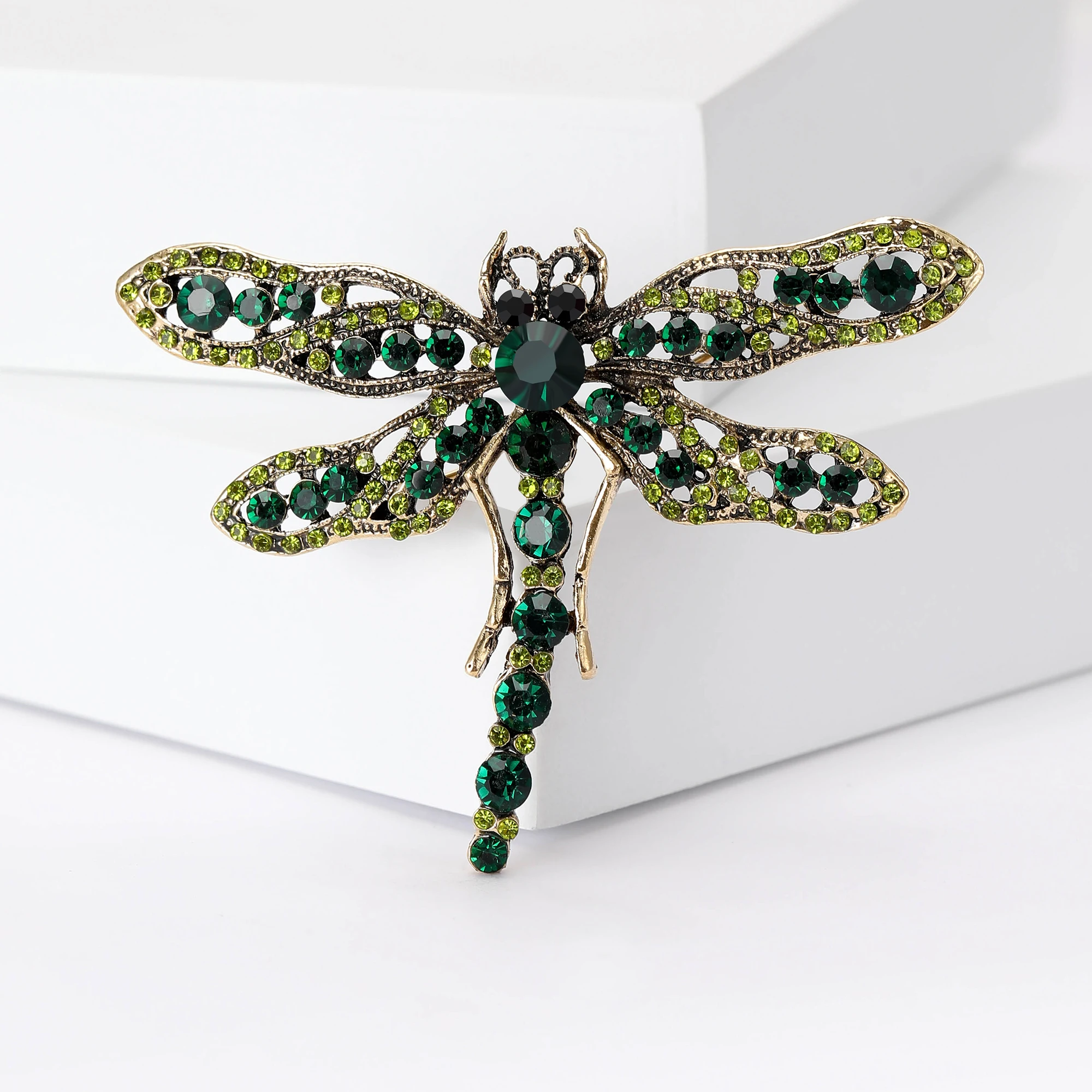 Vintage Rhinestone Dragonfly Brooches for Women Unisex Insect Pins Multi-color Available Casual Party Accessories Gifts