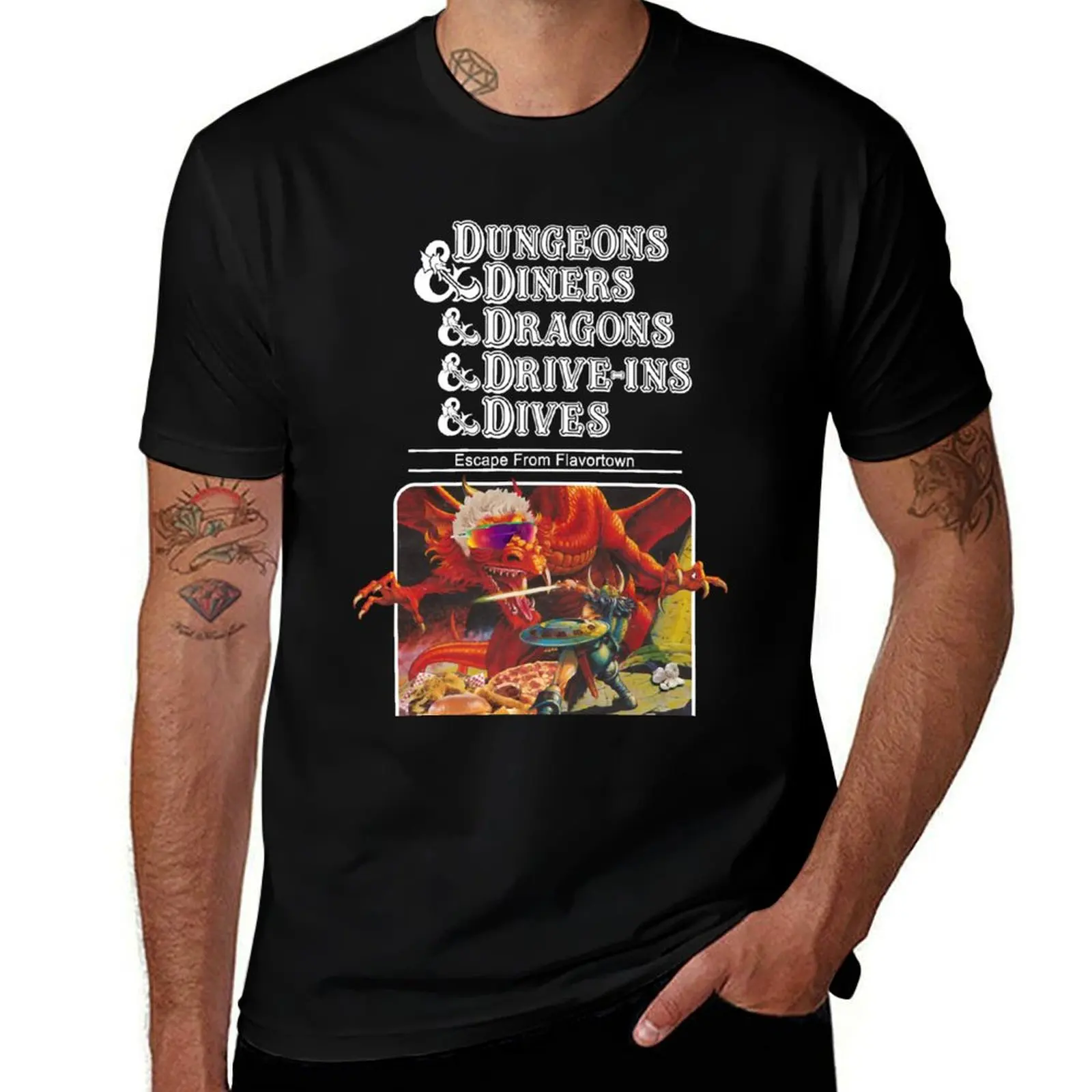 Dungeons & Diners & Dragons & Drive-Ins Dives Escape from Flavortown T-Shirt plus sizes anime tshirt Men's t shirts