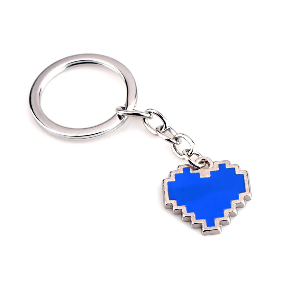 Undertale Sans Candy Color Heart Shaped Keychain for Men Women Enamel Metal Key Ring Key Holder Car Bag Hanging Decor Jewelry