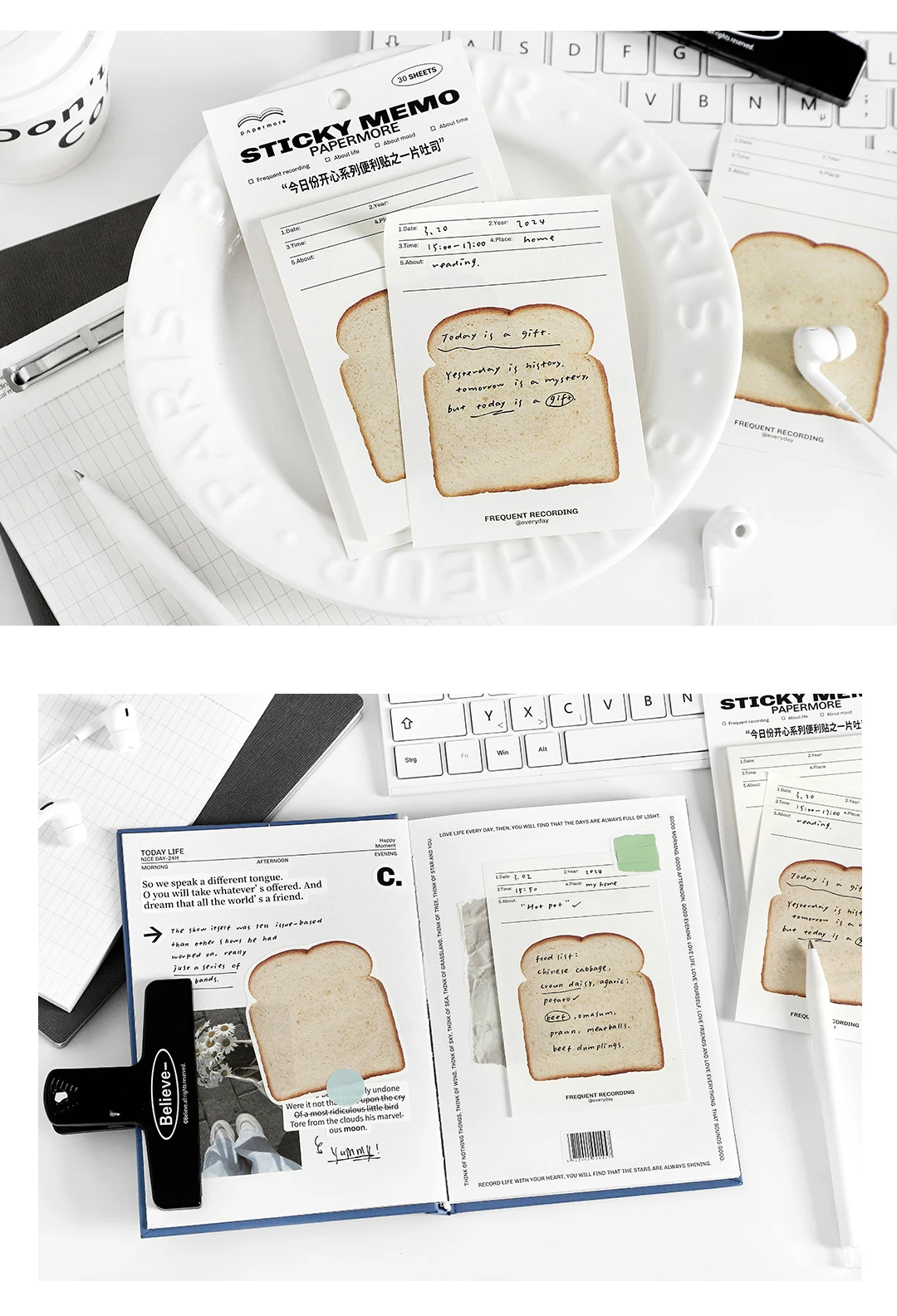 Niedlicher Gelato-Schleifenknoten Haftnotizblock Selbstklebendes Schreibpapier Schul-Bastelbedarf Notizbuch Schreibwaren Dekoration – Detail 9