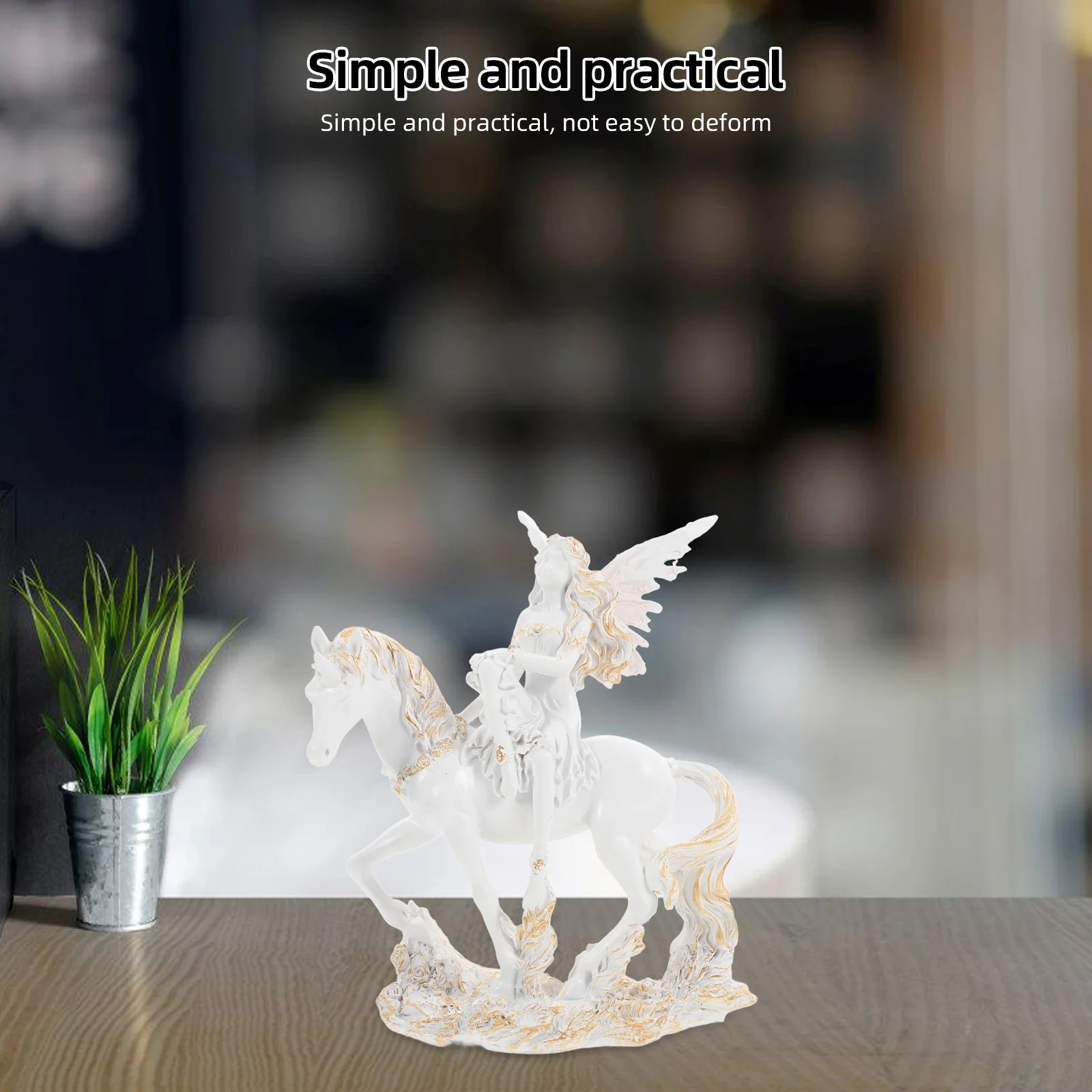 

Elegant Resin Angel Riding Horse Statue Home Decor Modern Living Room Dining Table Centerpiece Abstract Art Creative Ornament