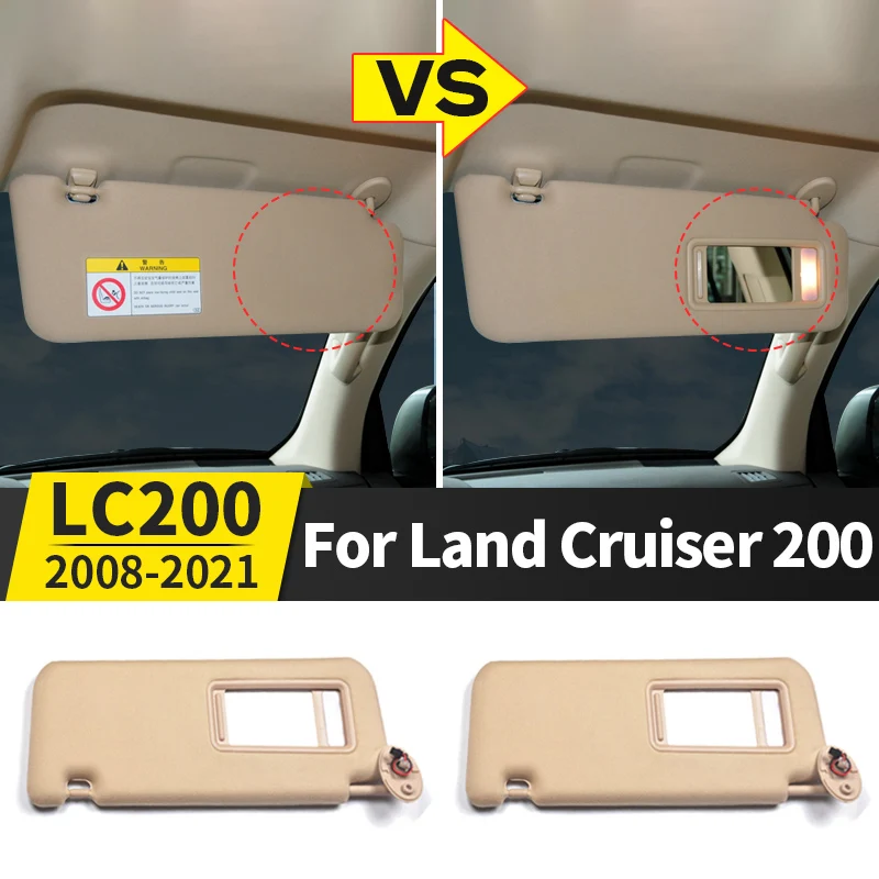 For 2008-2021 Toyota Land Cruiser 200 Modified Sun Visor Windshield Main Co-Pilot Cosmetic Mirror LED Light Original Accessories