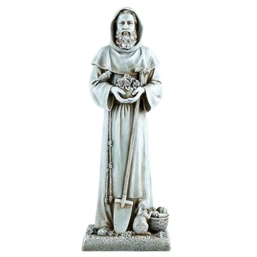 

Garden Statue - Indoor/Outdoor Catholic Sculpture for Home or Church 12 Tall Saint Fiacre Bronze Finish Detailed Religious Artw