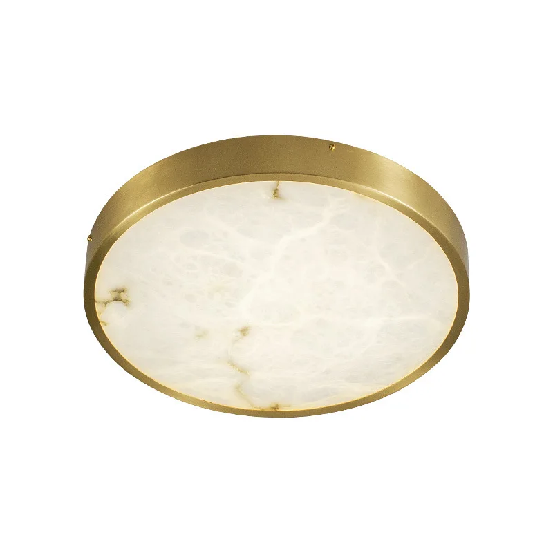 

All-copper marble ceiling lamp, new Chinese style, simple bedroom light luxury round lamp