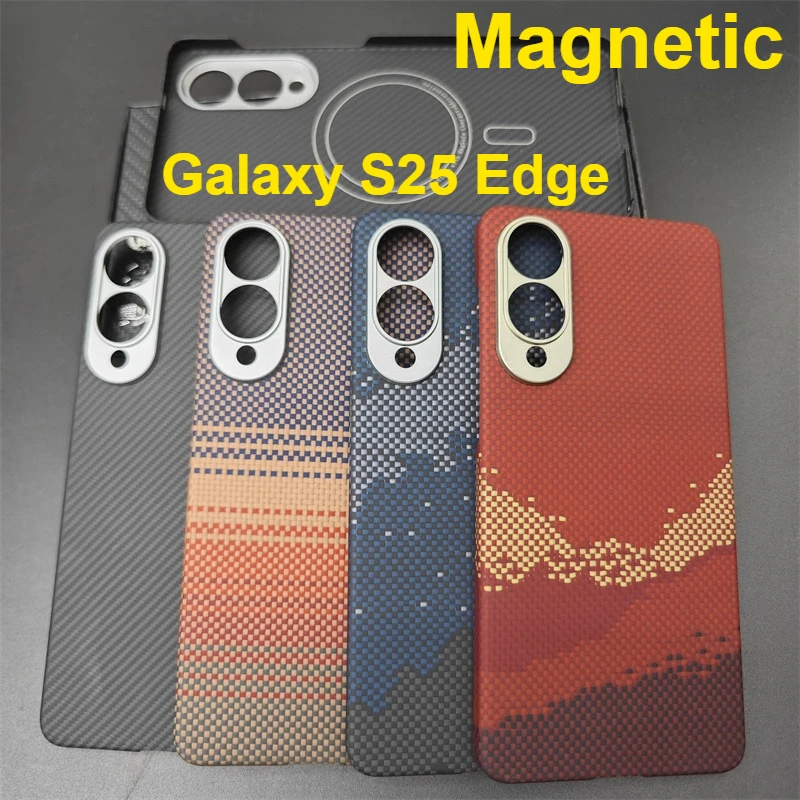 

Magnetic En Fiber De Carbone Pour Galaxy S25 Edge MagSafe, Housse En Fiber D'aramide, Étuis De Télé Phone Portable Ultra-fins