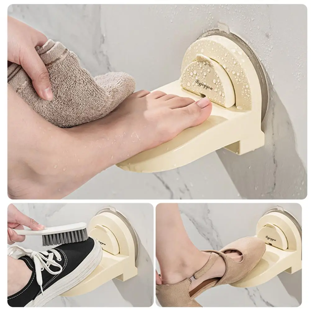 Easy Installation Shower Footrest Non-porous Surface Footrest for Shower Height Adjustable Non-slip Shower Stool for Pedicure