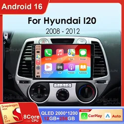 Android 16 Qualcomm Carplay For Hyundai I20 2008 2009 2010 2011 2012 Car Radio Stereo Multimedia Video Player WIFI Touchscreen