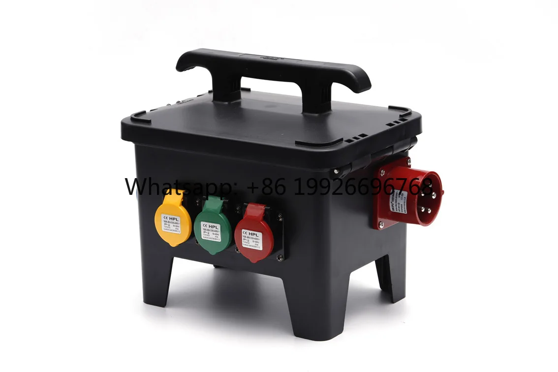 6-Way Portable Stage Power Distribution Box - Dual-Side 3-Core Sockets Plastic Enclosure for Small-Scale Live Events