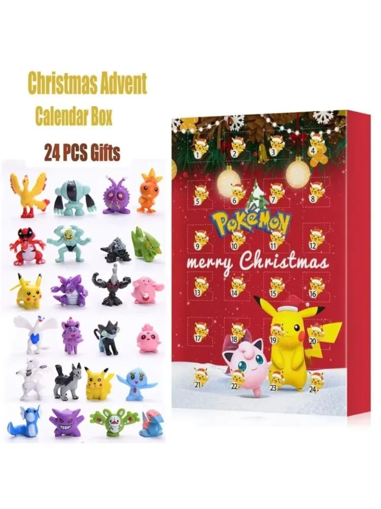 Heißer Verkauf 24 stücke Set Pokemon Figur Halloween Weihnachten Advent Kalender Geschenk Kawaii Pikachu Anime Figural Action PVC Modell Kind spielzeug
