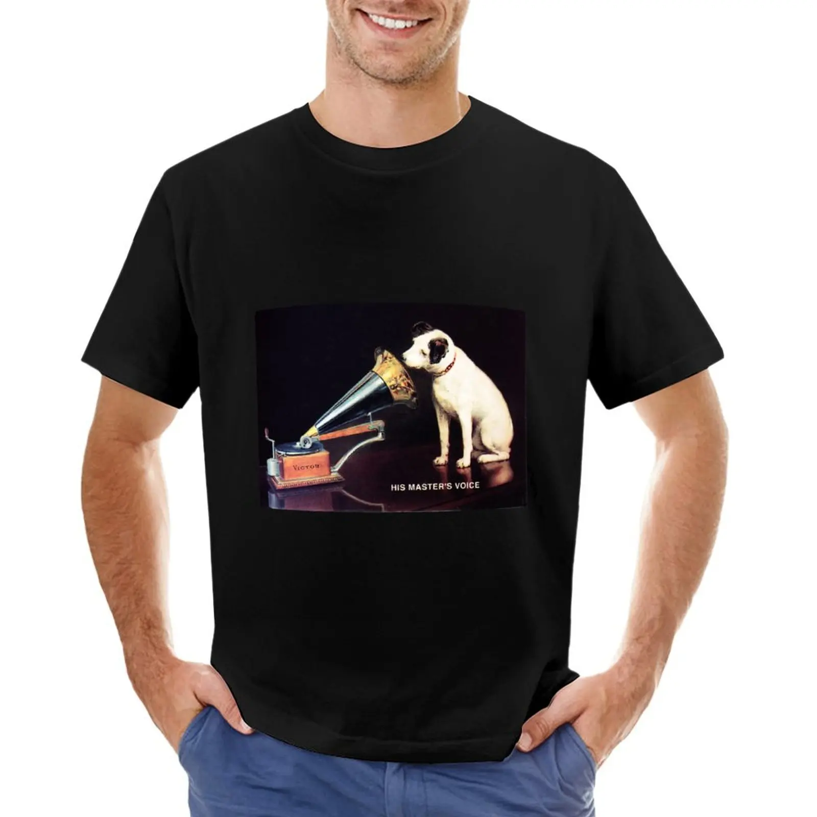 RCA VICTOR HIS MASTERS VOICE by Francis Barraud Vintage Advertisement T-Shirt cheap stuff cute tops mens t shirts pack