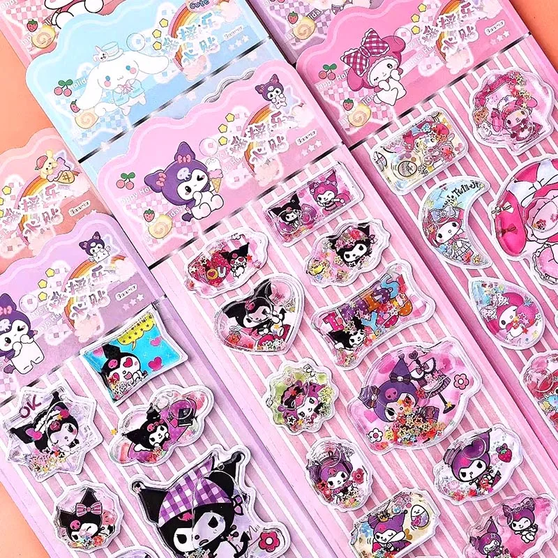 12pcs/lot Sanrio Kuromi Melody Water Stickers Kitty Pochacco Scrapbooking DIY Decorative Stationery Sticker Album Stick Label