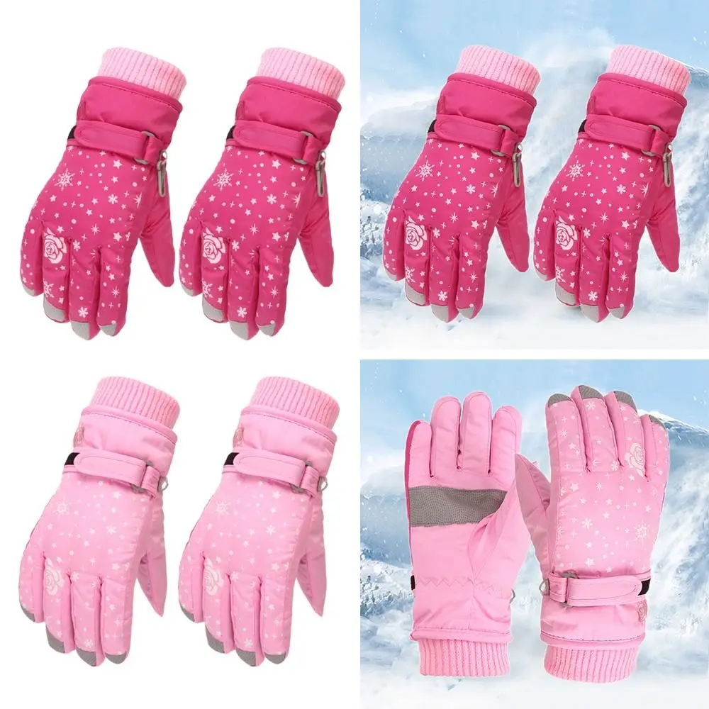 Baby Girls Windproof Snow Snowboard Children Skiing Gloves Kids Cycling Gloves Ski Outdoor Sports Mittens