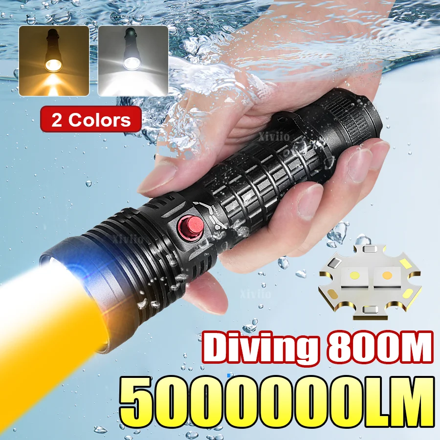2025年プロ仕様ダイビング懐中電灯-充電式水中ダイビングランタン-ipx8防水ダイビングトーチライト-釣り-潜水艦用