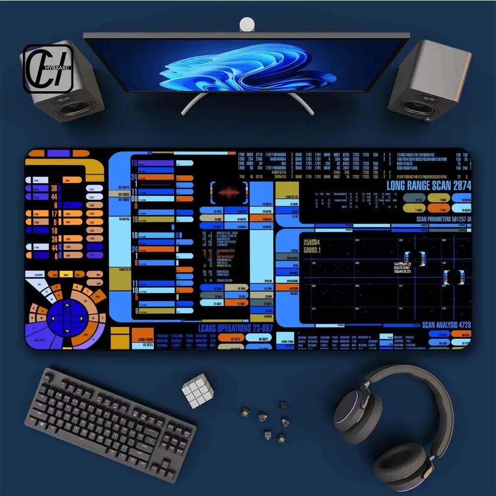 

Starship Blueprint Pad Desk Mouse Pad Gamer Computer Cabinet Star Trek Game Office Keyboard Animation XXL Large Desk Pad HYB XXC