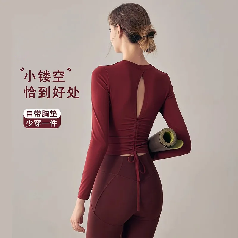 

With Chest Pad Yoga Women'S Beauty Back Workout Clothes Slimming Sports Long Sleeve Pilates Autumn And Winter New