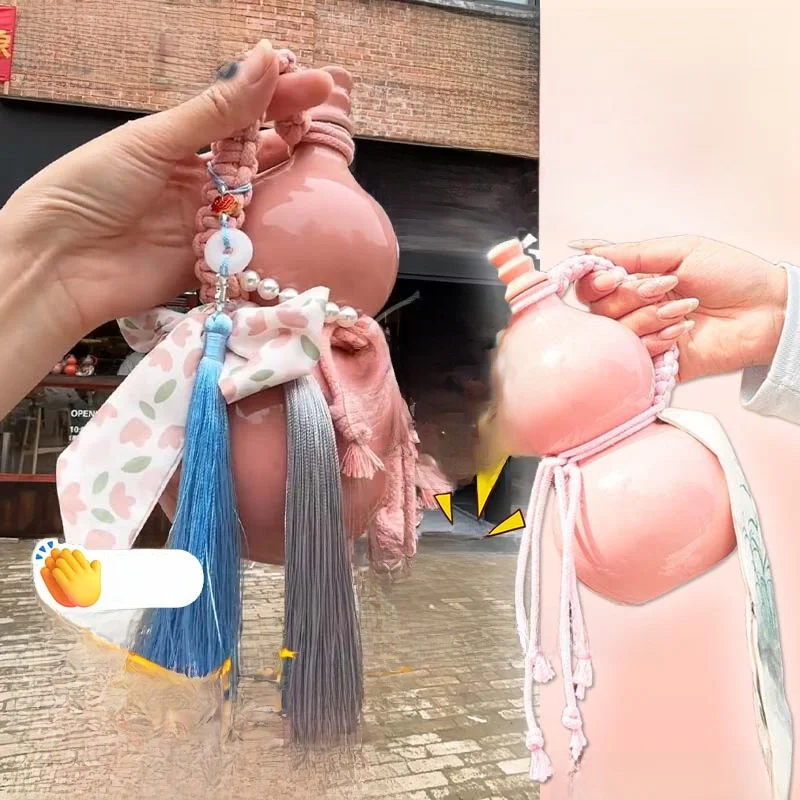 portable-ceramic-gourd-shaped-wine-bottle-creative-cultural-tourism-product-tea-milk-beverage-holder-home-decorative-item