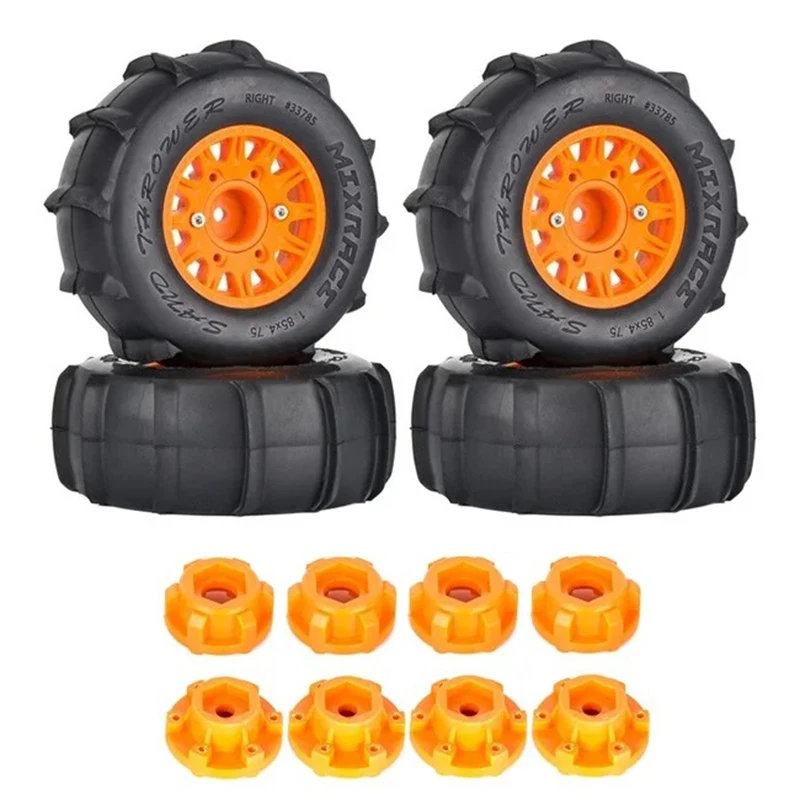 4Pcs 116mm 1/8 1/10 Short Course Truck Sand Tire with 12mm 14mm 17mm Wheel Hex for TRXA Slash ARRMA SENTON Vkar SCTX10 RC Car