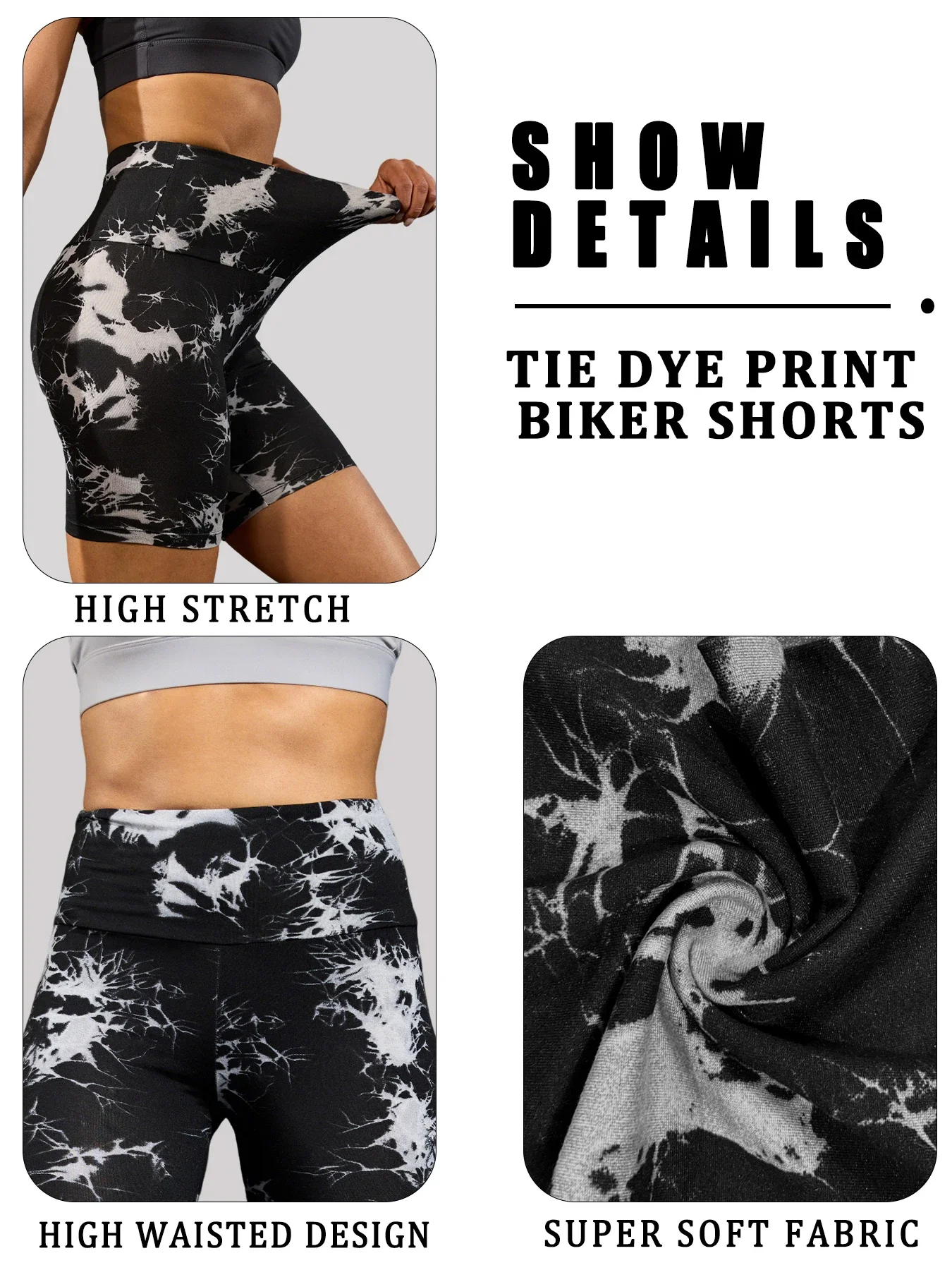 Super Soft High Waisted Tie Dye Print Sport Biker Shorts for Women No See Running Yoga Athletic Push Up Gym Shorts