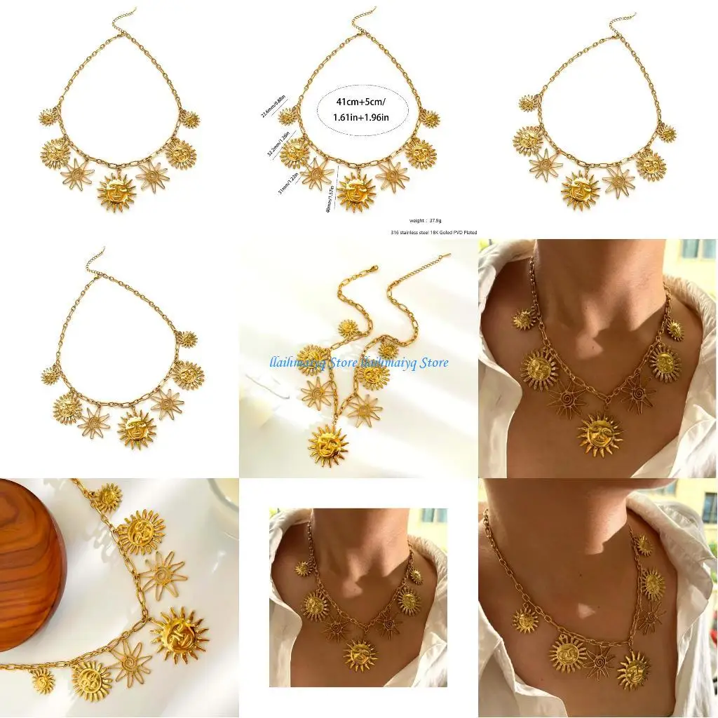 

573B Elegant Star Charm Necklace Stainless Steel Chain Jewelry for Daily Wear