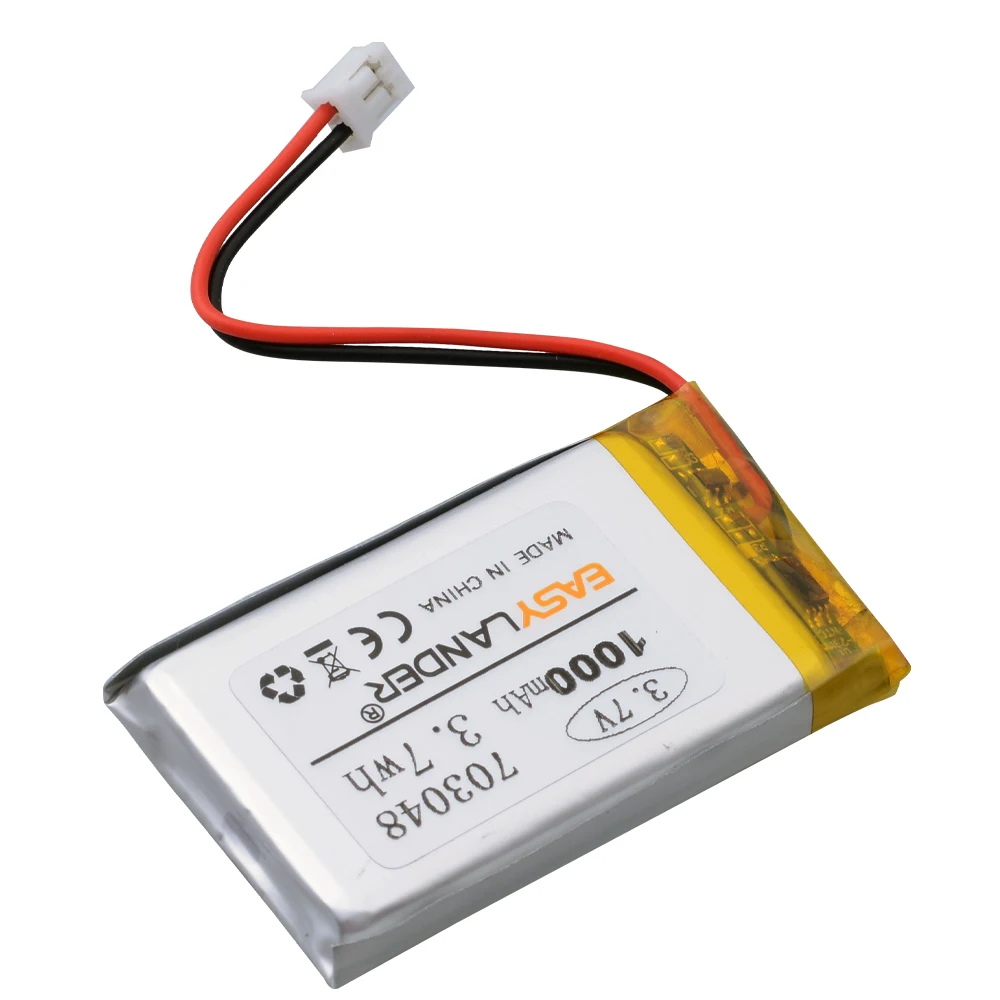 JST2.0 2P 3.7V 703048 1000mAh Lithium Polymer Rechargeable Battery for Early Education Machine PS4 controller