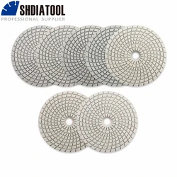 SHDIATOOL 6pcs #50-#3000 125mm White Resin Bond Polishing Pads for Marble Tile Marble Granite Wet Diamond Sanding Disc