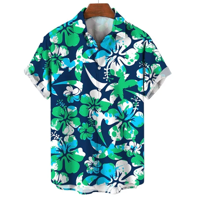 

Men's Flower Plant Pattern Hawaiian Shirts Casual Short Sleeve Lapel Holiday Beach Shirts Clothing Men's Cuban Aloha Shirts